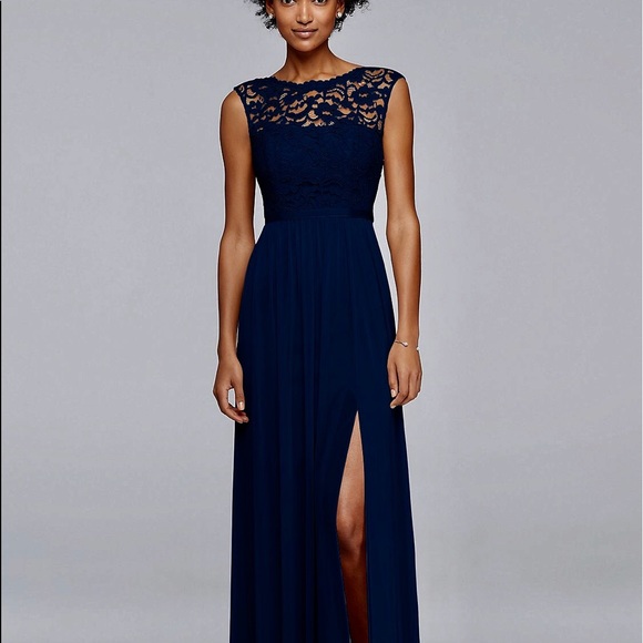 david's bridal blue dress